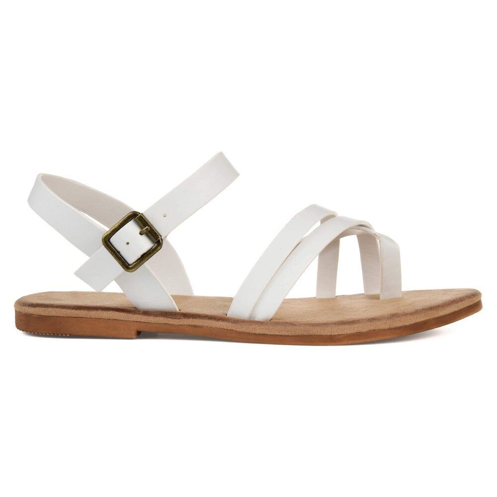 Brinley Co. Womens Strappy Ankle Wrap Sandal White, 6.5 Regular US